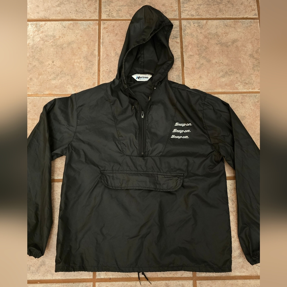 🔥🔥Vintage Made In USA Snap Black Hooded WINDBREAKER Jacket🔥🔥 Size M